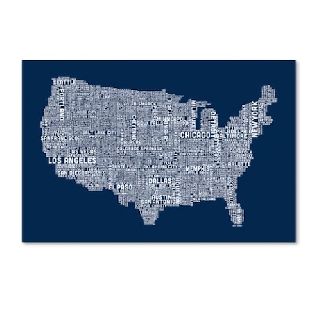 Trademark Fine Art Michael Tompsett 'US City Map V' Canvas Art, 30x47 MT0087-C3047GG